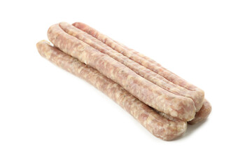 Tasty raw sausages isolated on white background
