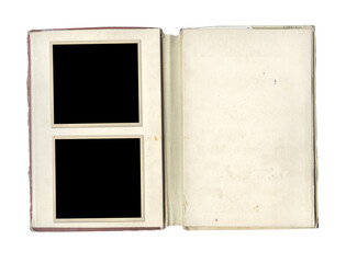 Retro blank photo frames in album. Vintage scrapbook elements