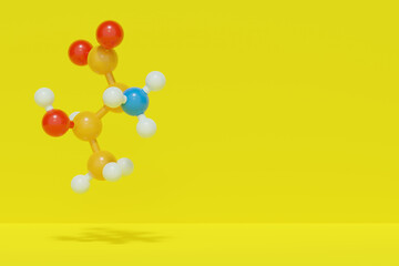 Threonine (l-threonine, Thr, T) amino acid molecule. 3D rendering.