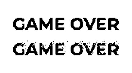 Game over pixel art isolated on white background