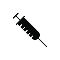 Vaccine syringe vector icon. Medical instrument symbol. Drug injection needle sign. Vaccination logo. Clip-art silhouette.