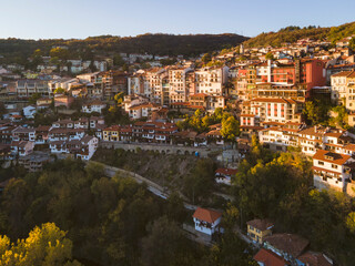 Fototapeta na wymiar Sunset view of city of Veliko Tarnovo, Bulgaria
