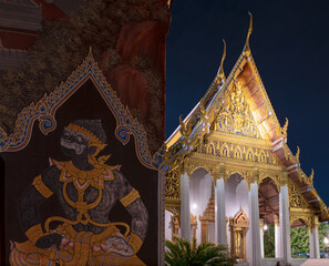 Temple of the Emerald Buddha at night in Bangkok