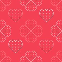 Seamless background with decorative hearts. Valentine's Day. Geometric pattern. Greeting card. Vector illustration for web design or print.