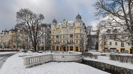Spa architecture in winter - Marianske Lazne (Marienbad) - Czech Republic