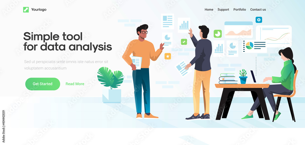 Poster flat modern design illustration of simple tool for data analysis