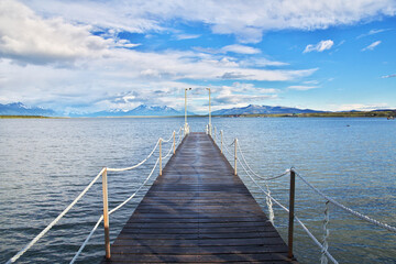 Fototapeta premium The bay of Pacific ocean in Puerto Natales, Chile