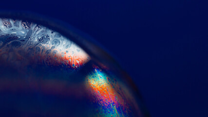 lose - up soap bubble image, unknown planet, chaos of color, science fiction