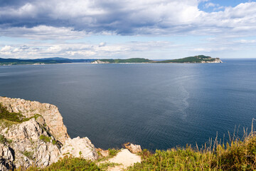 Russia. Far East. Seaside. Sea of Japan. The area of the village called Olga. Beautiful view from the mountain to the bay named after Vladimir