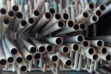stack of steel pipes background