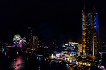 city skyline at night