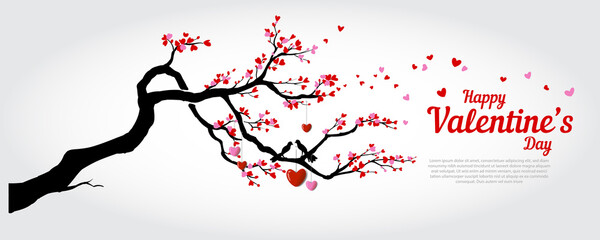 Love Tree Vector Template. This vector depicts a love tree for Valentine's Day greetings.