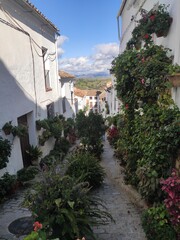 View of typical street in El Gastor, small village in sierra dr Cadiz, Andalucia, Spain