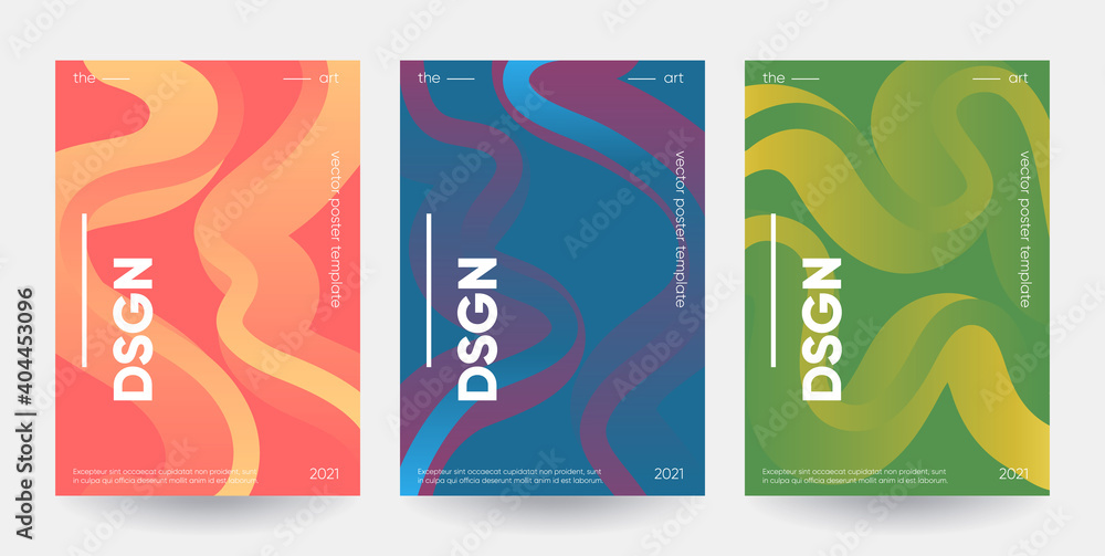 Poster posters set with gradient shapes composition. eps10 vector.