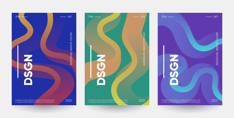 Posters set with gradient shapes composition. Eps10 vector.