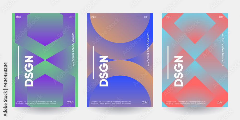 Poster posters set with gradient shapes composition. eps10 vector.