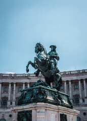 Prince Eugen statue near new castle. bronze statue