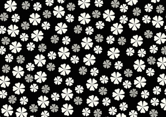 Seamless flowers pattern wallpaper in black color background for decoration