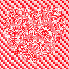 Abstract flow lines background . Fluid heart shape .Striped linear seamless pattern . Vector illustration