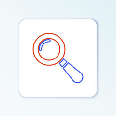 Line Magnifying glass icon isolated on white background. Search, focus, zoom, business symbol. Colorful outline concept. Vector.