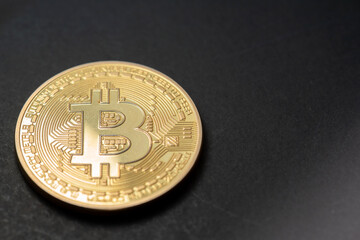 close up of Bitcoin money mining connect Internet Network 