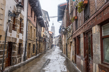 Fototapeta premium beautiful street of otxandio basque town, Spain