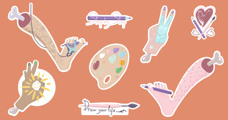 Set of stickers for kids and teens