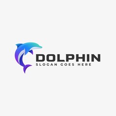Obraz premium Vector Logo Illustration Dolphin Gradient Colorful Style.
