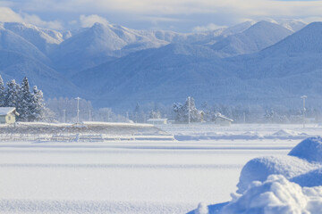 秋田県　冬の雪景色