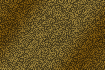Abstract background illustration of black turing pattern against gold shiny background