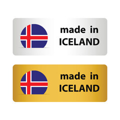 made in Iceland vector stamp. bagge with Iceland flag	

