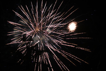 fireworks in the dark black night sky