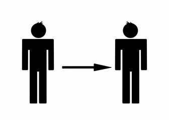 Social Distancing Keep Your Distance. Simple man or woman black and white silhouettes. Same sex love.
love betweуn man and women.