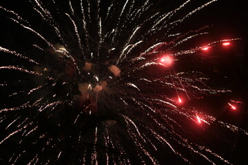 fireworks in the dark black night sky