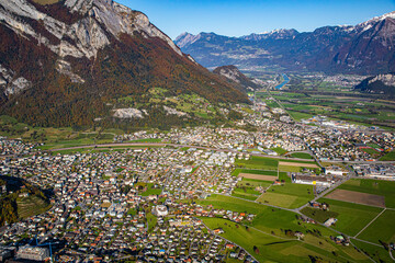 Aerial View from Sargans in Switzerland at Kanton St. Gallen