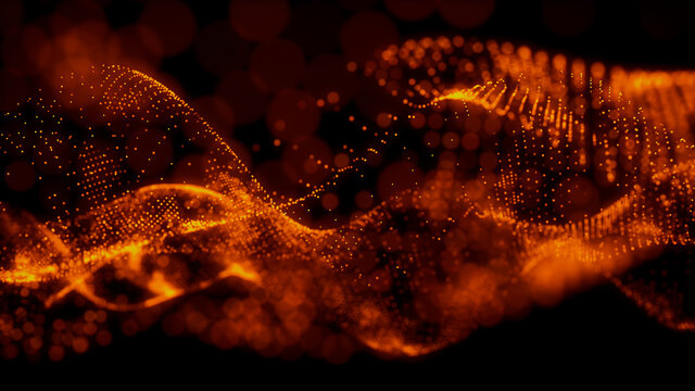 Big Data Vizualisation concept. Information represented as a High Tech Futuristic Particle Network. Abstract background. 3D render