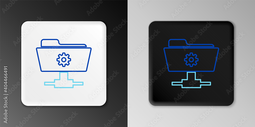 Poster line ftp settings folder icon isolated on grey background. software update, transfer protocol, route