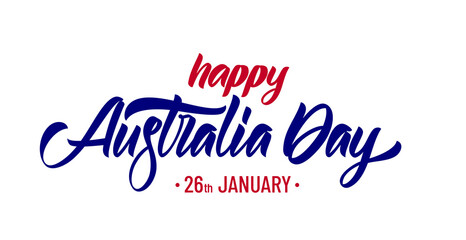 Handwritten calligraphy modern brush lettering of Happy Australia Day
