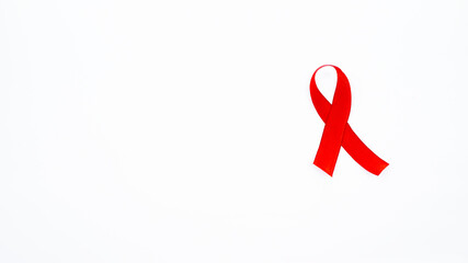 red ribbon aids isolated white background
