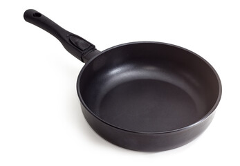 Frying pan with ceramic non-stick coating on white background