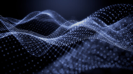 Big Data Vizualisation concept. Information represented as a High Tech Futuristic Particle Network. Abstract background. 3D render