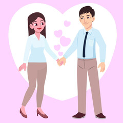 Obraz premium Young couple in love holding hands together