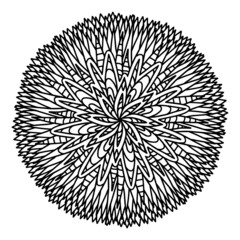 Mandala round lace  pattern lined doodle coloring book page black and white background art therapy relax psychology
