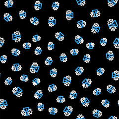 Line Bioengineering icon isolated seamless pattern on black background. Element of genetics and bioengineering icon. Biology, molecule, chemical icon. Vector.