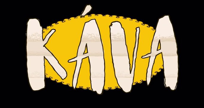 COFFEE sign in Czech on a bright background stylized as a child's drawing or cartoon. An endlessly looping creative and entertainment background in vibrant colors.