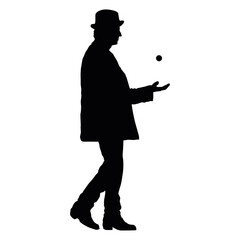 Ein Mann mit Hut und Lederjacke wirft einen Ball in die Luft