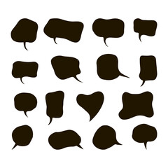 Speech bubble black shapes clipart set isolated on white. Message clouds pack Vector illustration
