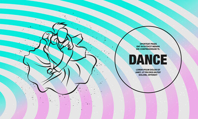 Couple dancing tango. Vector outline Dance illustration.