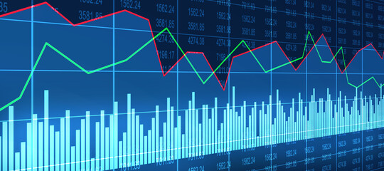 2d rendering Stock market online business concept. business Graph 