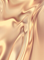 Liquid gold. Smooth golden background. Fluid metal surface. Glamour golden layout. 3d render abstraction.